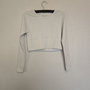 Offline by aerie White Cropped Long Sleeve Athletic Top